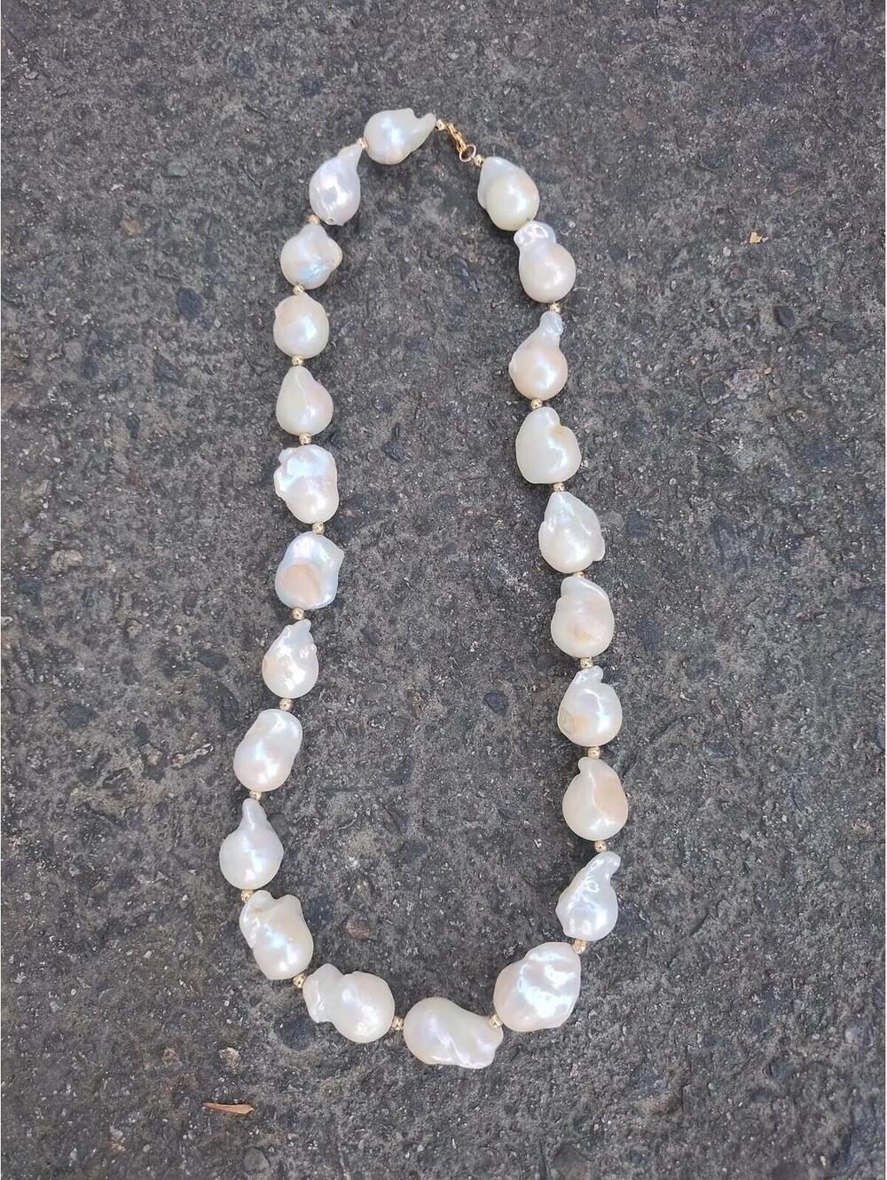 Ross-Simons 11-12mm Cultured Baroque Pearl 20 Inch Necklace w 14kt Yellow Gold